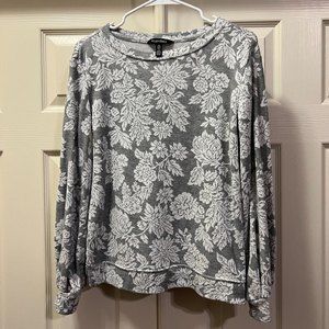 Ellen Tracy Womens Pullover Sweater Gray & White Crew Neck Sweater Size S